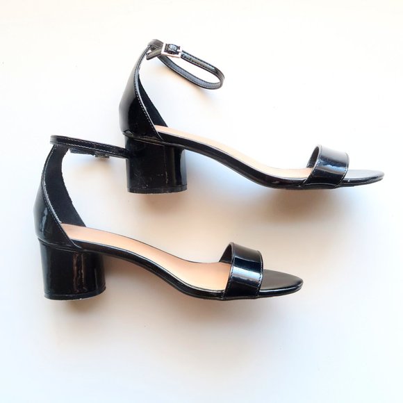 Abound Black Patent Leather Round Block Heels / Sandals / Soes Size 8 - Picture 7 of 15